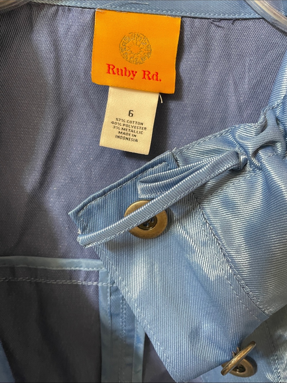 Ruby Rd. Shiny Light Blue Cropped Utility Jacket - Picture 4 of 12